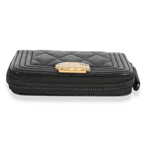 Chanel Black Quilted Caviar Zip-Around Boy Coin Purse - Picture 5 of 7